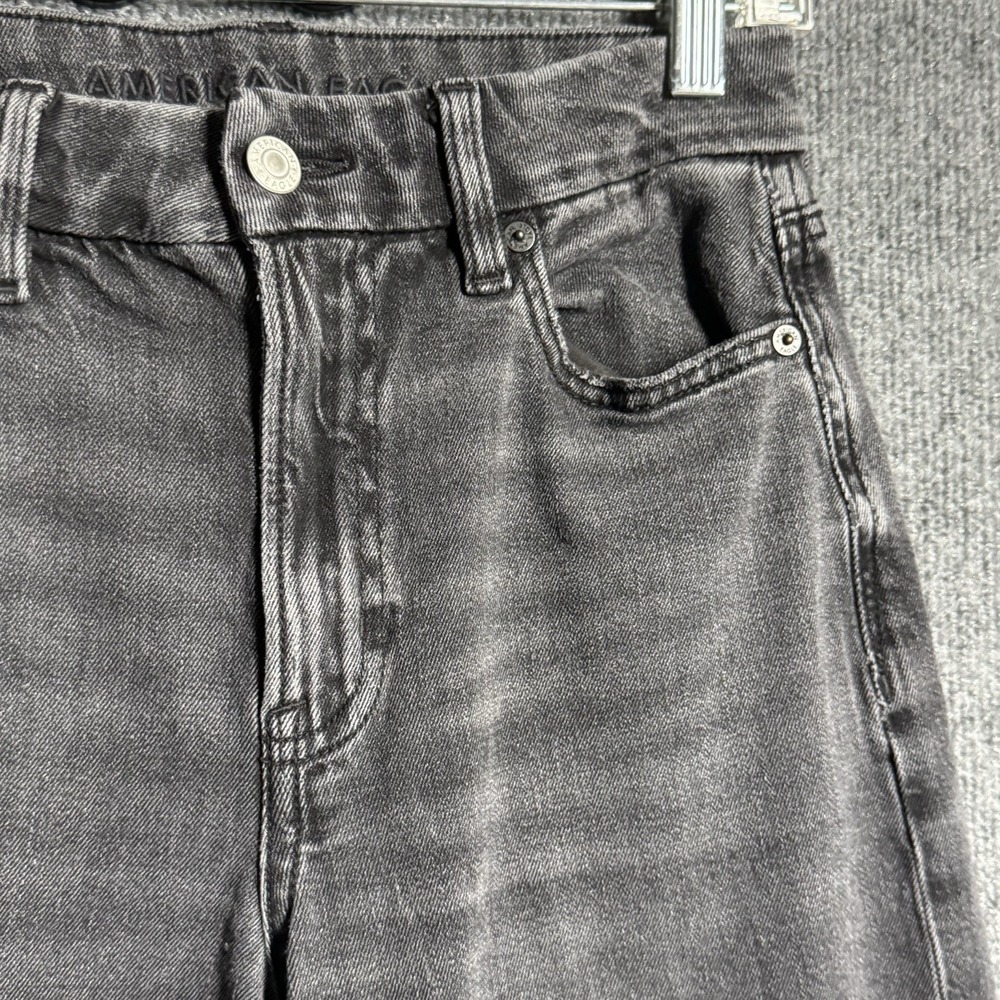 American Eagle Curvy 4 Long Black Baggy Wide Leg Jeans Super High Rise Y2K - Picture 8 of 16